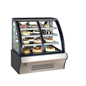 Slimline Vertical Built in Refrigerated Glass Display Case for Cake and Bakery